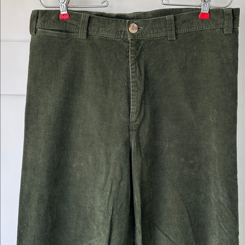 Green Corduroy Wide-Leg Pants